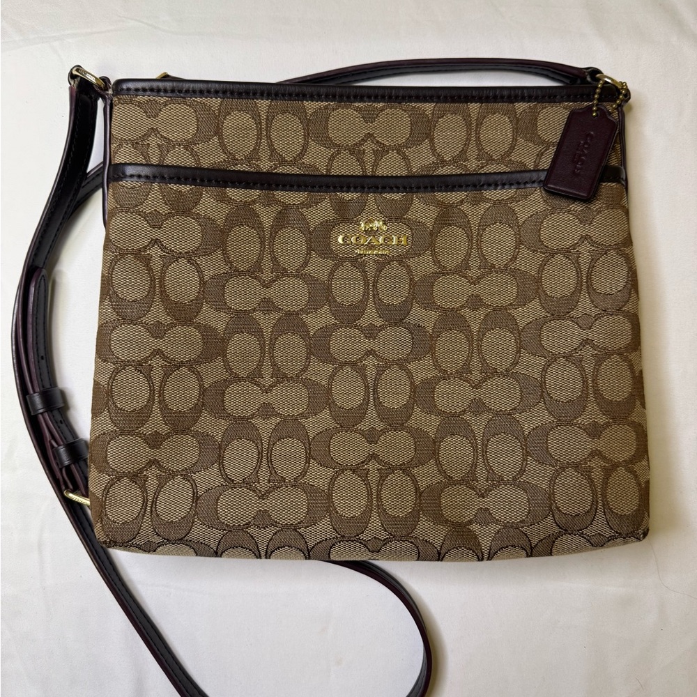 Coach Signature Crossbody Bag Brown Canvas with Leather Trim D1879-F29960